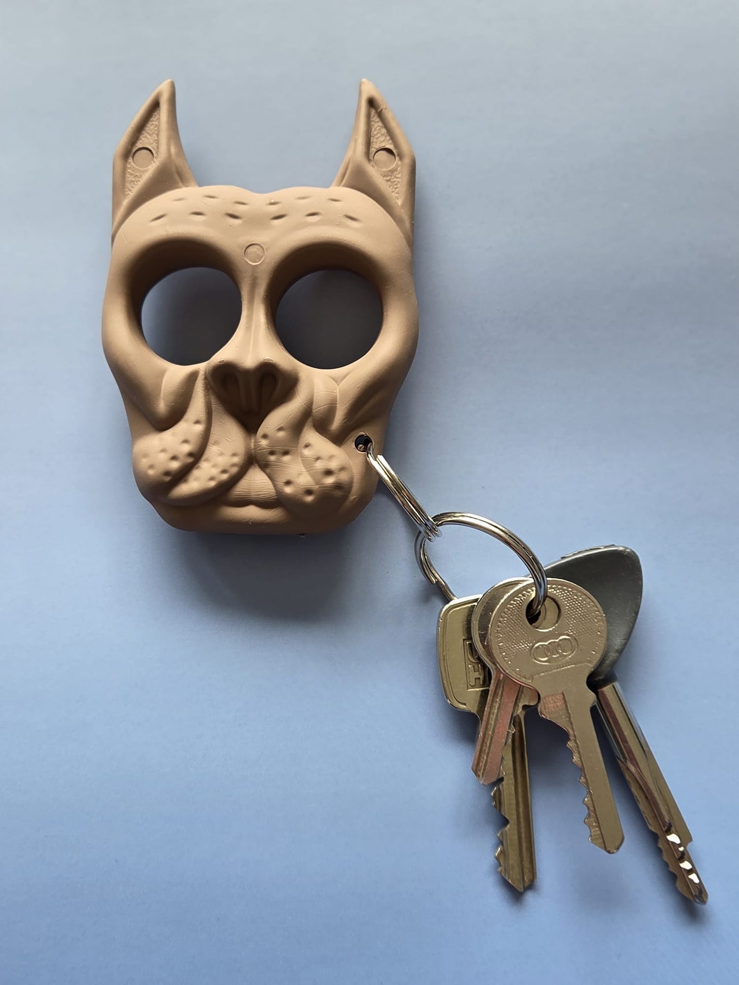 Sleutelhanger hondenkop beige