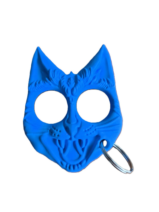 Sleutelhanger kattenkop blauw