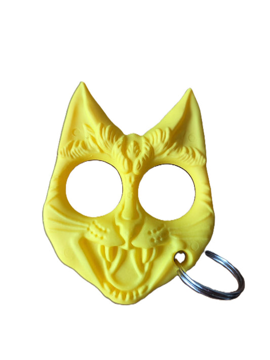 Sleutelhanger kattenkop geel
