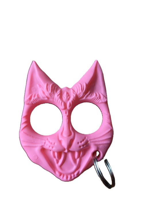 Sleutelhanger kattenkop roze